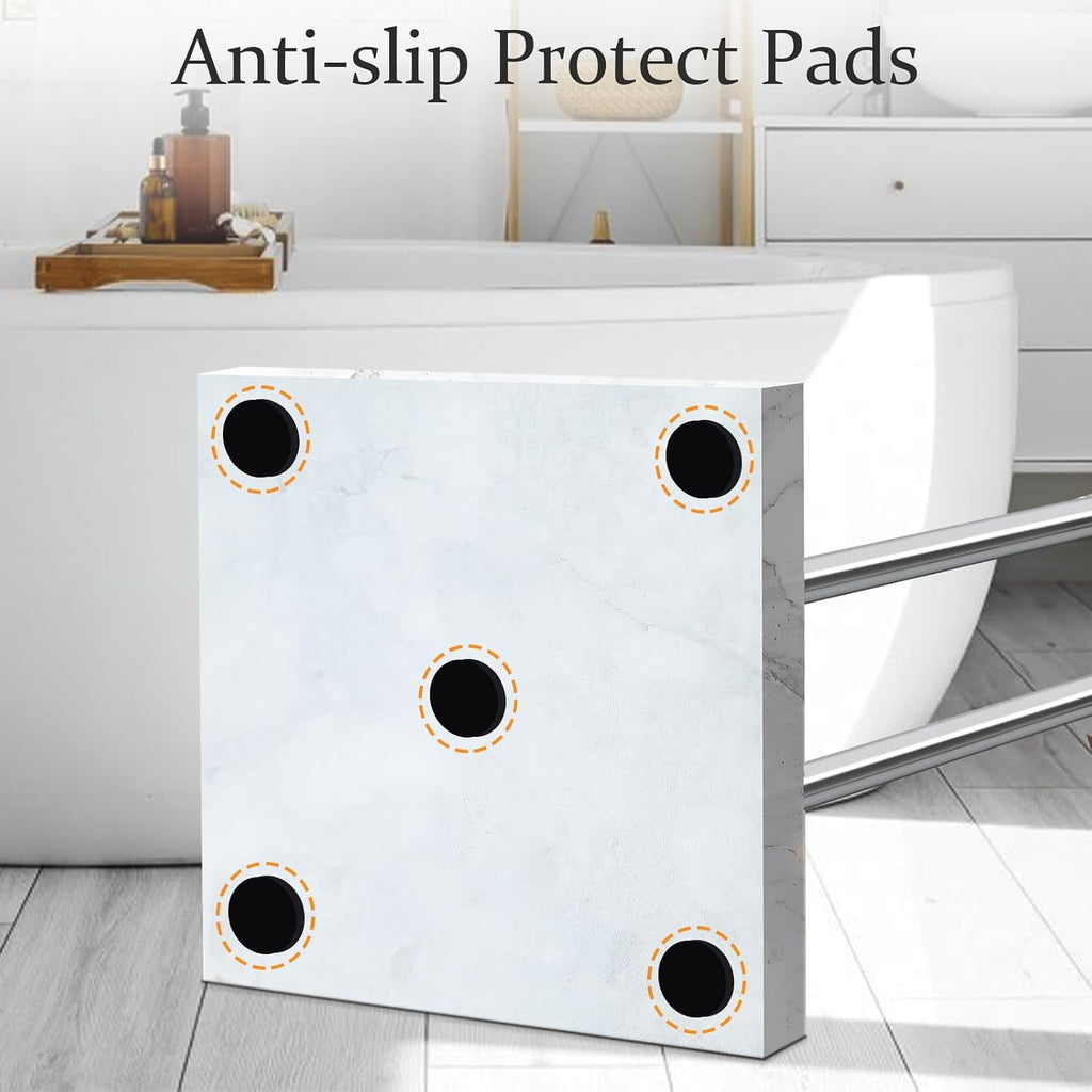 Kayfia 40'' Stainless Steel Towel Rack, Weighted Marble Base, 2 Tier