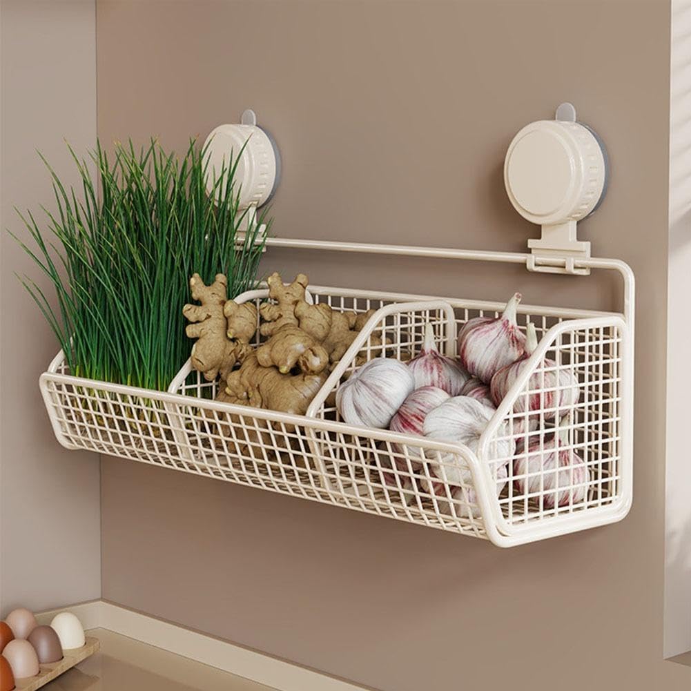 Metal Wire Hanging Storage Basket, Suction Cup Kitchen Basket (A3)