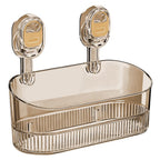 No Drill Bathroom Storage Basket, Suction Cup Shower Shelf, Wall Mounted Organizer for Bathroom Kitchen Home Storage (Transparent)
