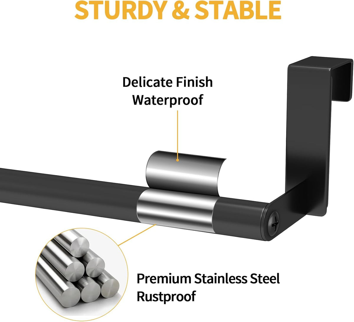 STWWO Over the Door Towel Rack for Kitchen Cabinet Doors, Black
