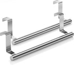 Over Cabinet Towel Bar, Stainless Steel Towel Holder, Silver, 2 Pack