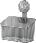 Suction Storage Basket Wall Organizer Bin With Tool Vacuum Installation And Ventilated Base Suitable for apartments showers small, Gray 1 PACK