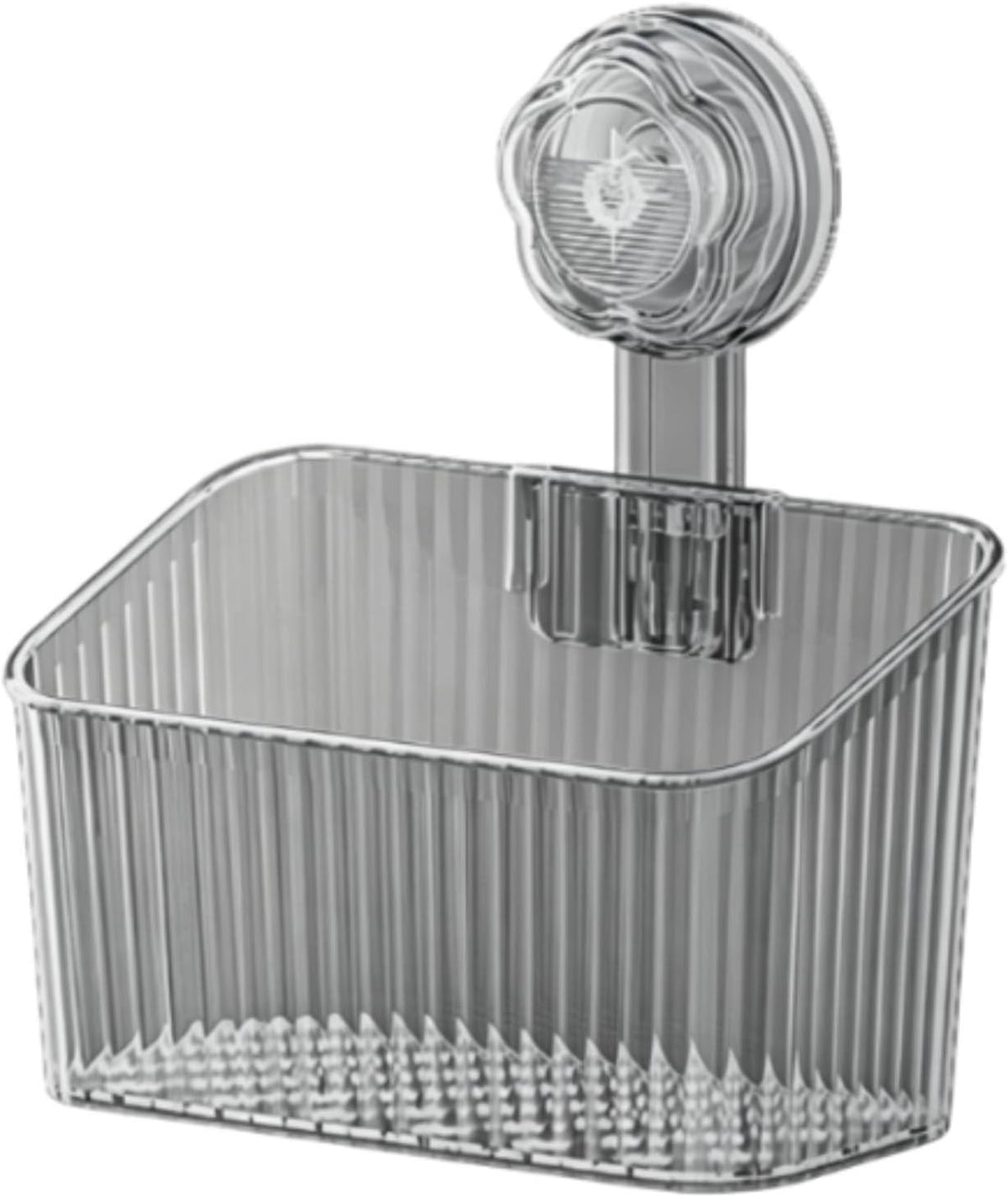 Suction Storage Basket Wall Organizer Bin With Tool Vacuum Installation And Ventilated Base Suitable for apartments showers small, Gray 1 PACK