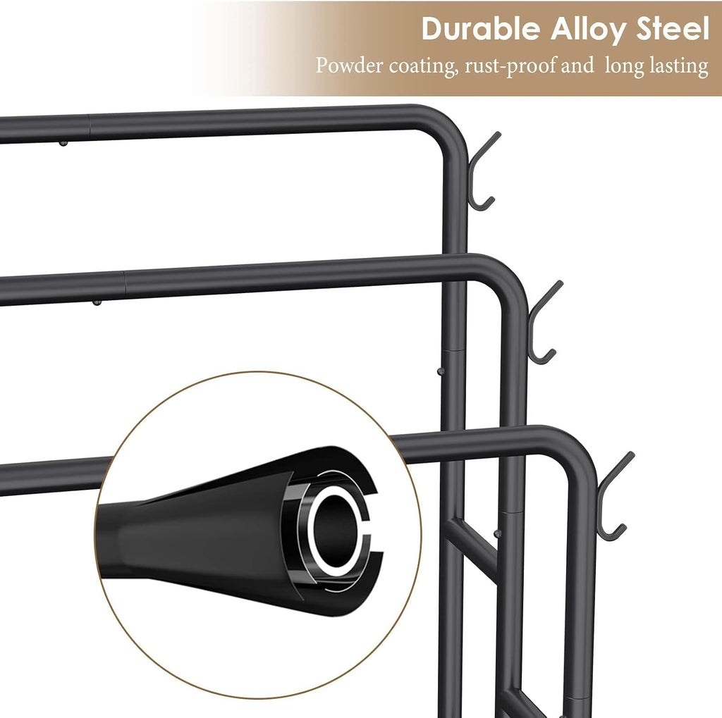 Kayfia 40'' Freestanding 3 Tier Metal Towel Rack, 2 Baskets & 6 Hooks