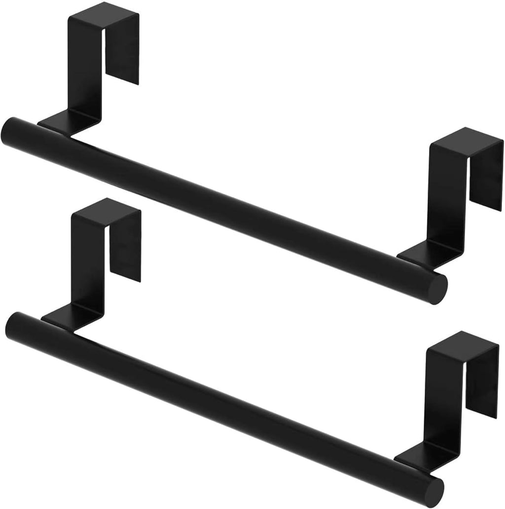 Cabinet Door Towel Bar, Kitchen Towel Holder, Matte Black 2 Pack