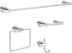 Delta 4-Piece Polished Chrome Bathroom Set Towel Rack, Ring, Toilet Paper Holder, Hook | Nicoli Bath Accessories