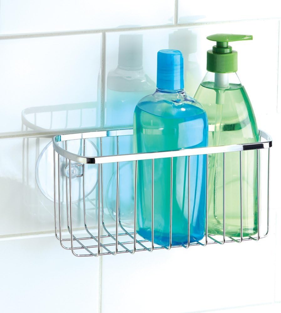 InterDesign Suction, Rectangle Basket, Polished Stainless Steel