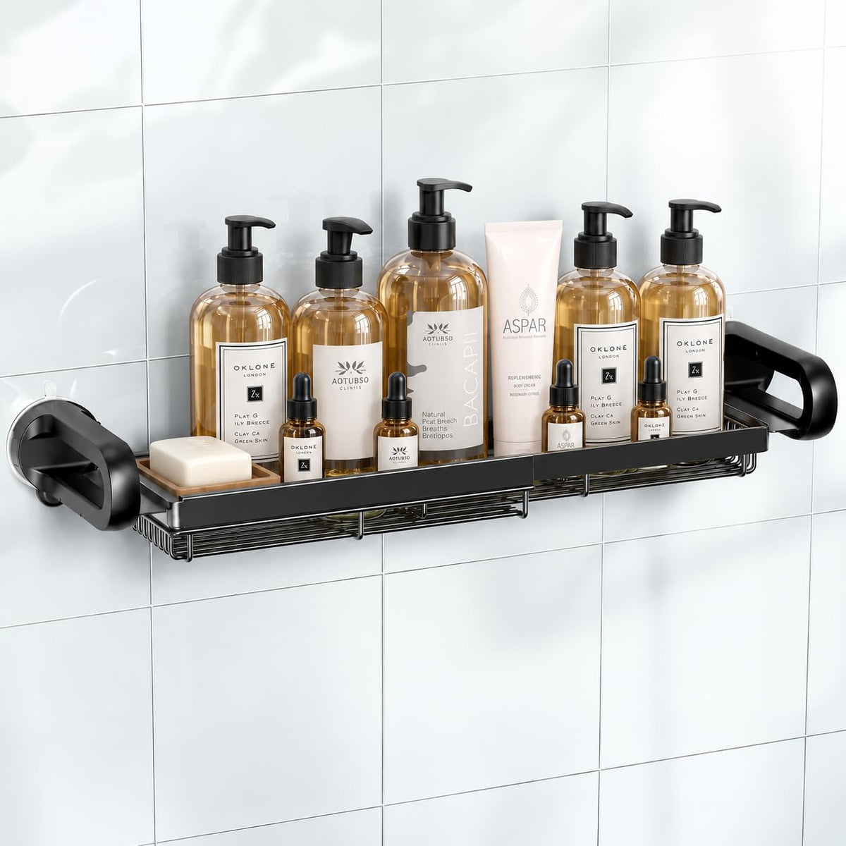 JOTPE Shower Caddy Suction Cup, No Drill Shower Shelves for Bath, 2 Pack