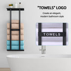 STWWO Towel Racks for Bathroom, Bathroom Towel Storage Wall Mounted 30 inch with Shelf Can Holds 6 Large Towels, Wall Towel Rack for Rolled Towels, Black
