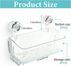 2 Pack Bath Toy Storage Organizer Basket, No Drill Suction Cup Wall Mounted Hanging Shower Basket, Bath Toy Organizer for Bathtub and Bathroom, 6 Suction Cups Included