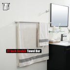 JQK Double Bath Towel Bar, 30 Inch 304 Stainless Steel Thicken 0.8mm Towel Rack for Bathroom, Towel Holder Brushed Finished Wall Mount, Useable Length 27 Inch, TB100L27-BN