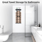 STWWO Towel Racks for Bathroom, Bathroom Towel Storage Wall Mounted 30 inch with Shelf Can Holds 6 Large Towels, Wall Towel Rack for Rolled Towels, Black