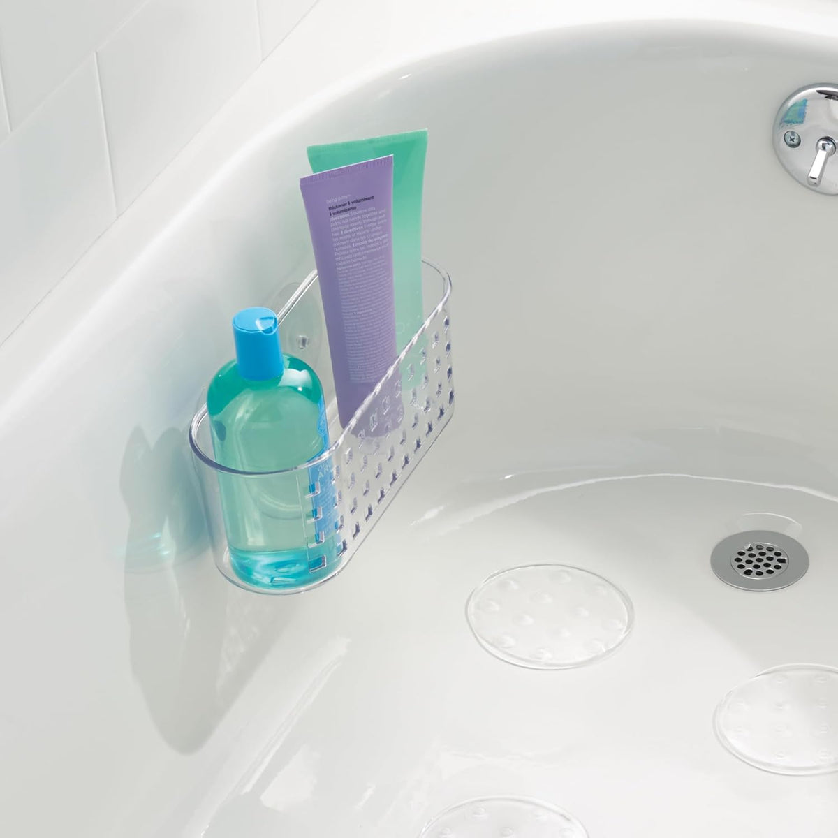 iDesign Hanging Suction Shower Caddy Basket, Clear