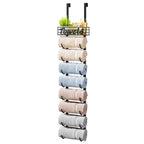 HapiRm Towel Racks for Bathroom Storage - 6 Tier Over The Door & Wall Mount Rolled Towel Storage Organizer Holder with Metal Shelf Basket for Small Bathroom, Camper, Rv - Black, Patented