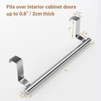 Over Cabinet Towel Bar, Stainless Steel Towel Holder, Silver, 2 Pack