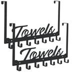 Azmoncy Over The Door Hooks, Towel Rack Towel Hooks for Bathroom, Towel Holder for Hanging Heavy Duty, Door Rack Over Door Hanger with 5 Coat Hooks for Bedroom Bathroom Kitchen, Black