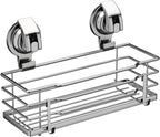 TESOT Suction Cup Shower Caddy, Shower Shelf Soap Dish with Hooks for Razor, Sponge, Rust Proof 304 Stainless Steel, Silver