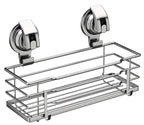 TESOT Suction Cup Shower Caddy, Shower Shelf Soap Dish with Hooks for Razor, Sponge, Rust Proof 304 Stainless Steel, Silver