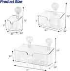 HYBRIDEAS Clear Shower Caddy Suction Cup Shelf Organizer with Hooks Removable Shower Basket Light Luxury Style Punch-Free Dorm Wall Storage Rack for Kitchen Bathroom Set of 3
