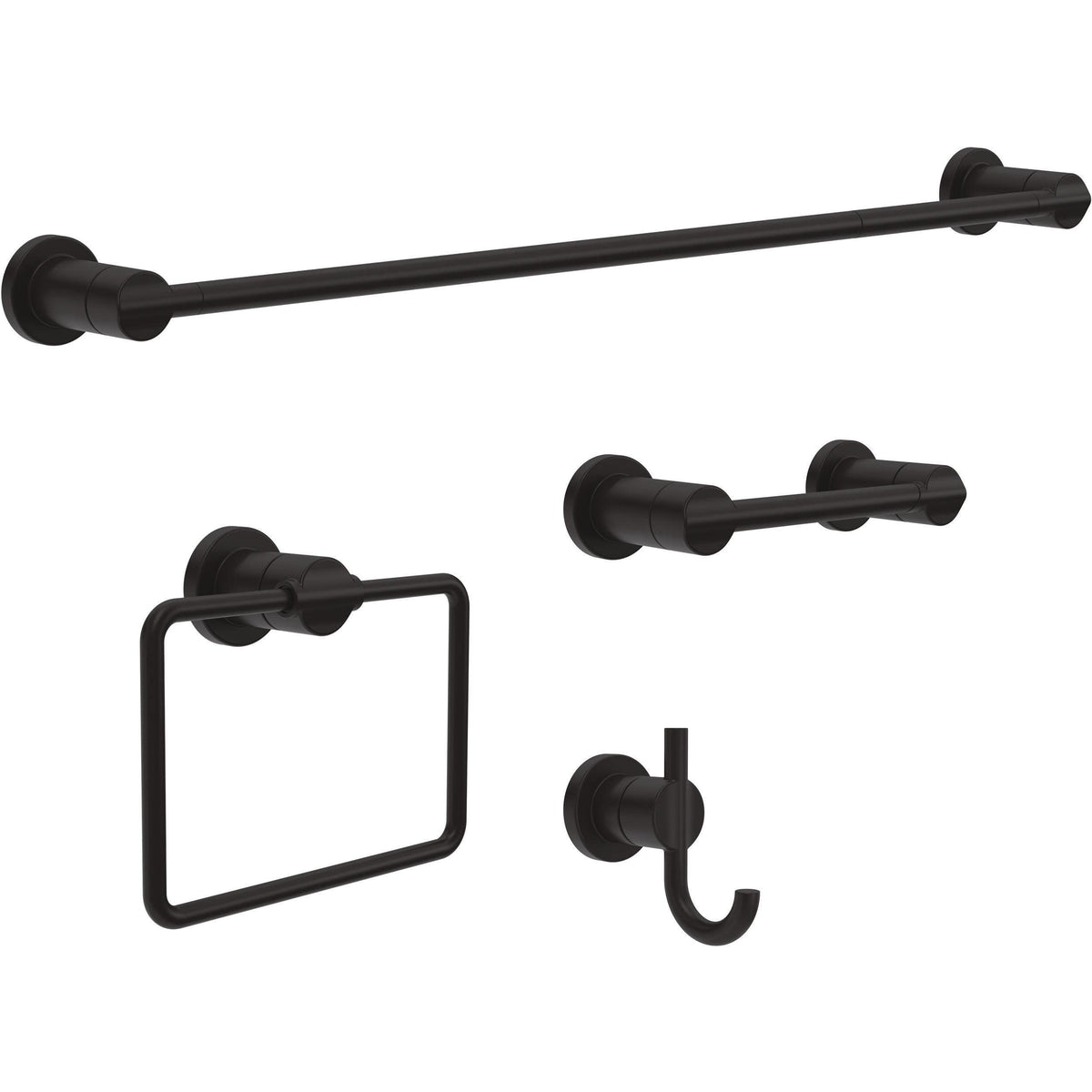 Delta 4-Piece Polished Chrome Bathroom Set Towel Rack, Ring, Toilet Paper Holder, Hook | Nicoli Bath Accessories