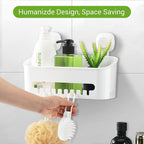 LUXEAR Suction Cup Shower Caddy, No Drilling Shower Caddy, White