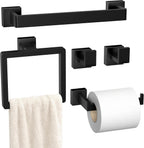 5-Pieces Matte Black Bathroom Accessories Set, 16 Inch Bath Towel Bar Set