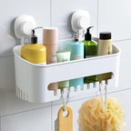 LUXEAR Suction Cup Shower Caddy, No Drilling Shower Caddy, White