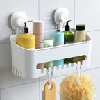 LUXEAR Suction Cup Shower Caddy, No Drilling Shower Caddy, White