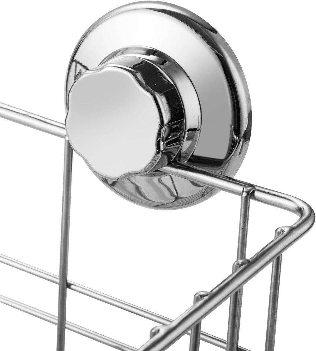 Strong Suction Cups Deep Shower Caddy Bath Shelf Rust-Free Stainless Steel Basket Shampoo Conditioner Holder for Bathroom Kitchen Tidy Organizer