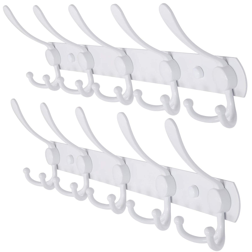 Dseap Coat Rack Wall Mounted - 5 Tri Hooks, Heavy Duty, Stainless Steel, Metal Coat Hook Rail for Coat Hat Towel Purse Robes Mudroom Bathroom Entryway (Black, 2 Packs)