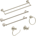 Moen Preston Brushed Nickel 24-Inch Single Wall Mounted Bathroom Towel Bar, DN8424BN