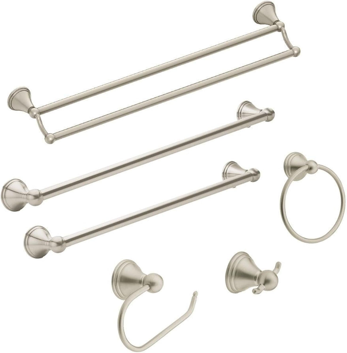 Moen Preston Brushed Nickel 24-Inch Single Wall Mounted Bathroom Towel Bar, DN8424BN