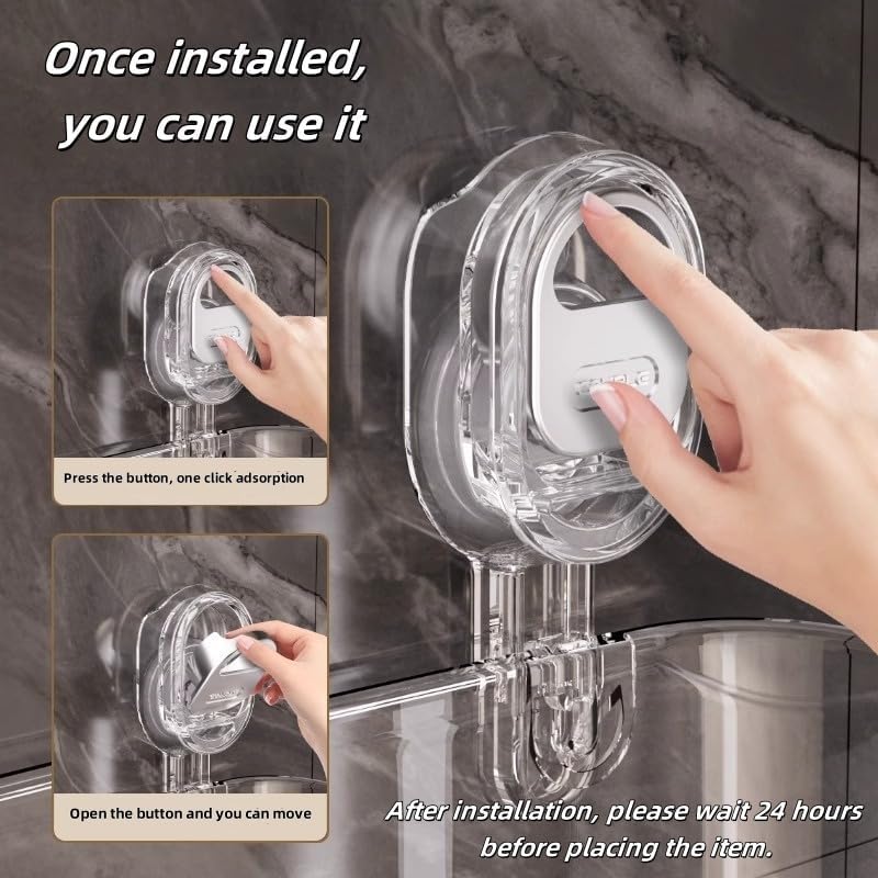 No-Drill Bathroom Suction Storage Box,Large Capacity & Strong Load-Bearing,Removable Shower Basket,Glacier Pattern Suction Cup Shower Caddy Hanging Shower Shelf Organizer (gray 1pcs)