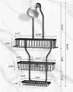 Shower Caddy Hanging - Never Rust Shower Hanging Organizer - Aluminum Over the ShowerHead Caddy with Soap Basket and 6 Hooks for Razor/Sponge (Black)