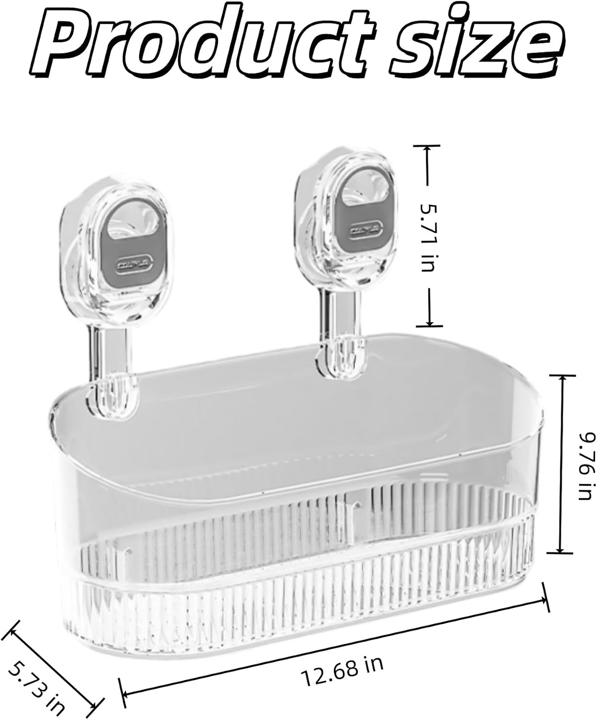 No‑Drill Wall Mount Large Storage Box with Wave‑Grip Suction Cups