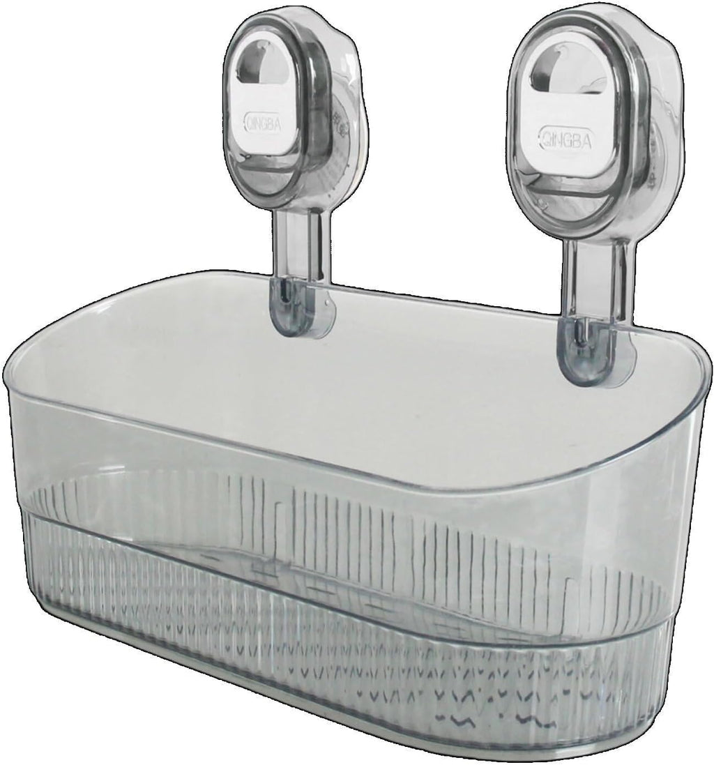 Suction Shower Caddy No Drill, Heavy Duty Bathroom Wall Shelf with Drain