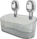 Suction Shower Caddy No Drill, Heavy Duty Bathroom Wall Shelf with Drain