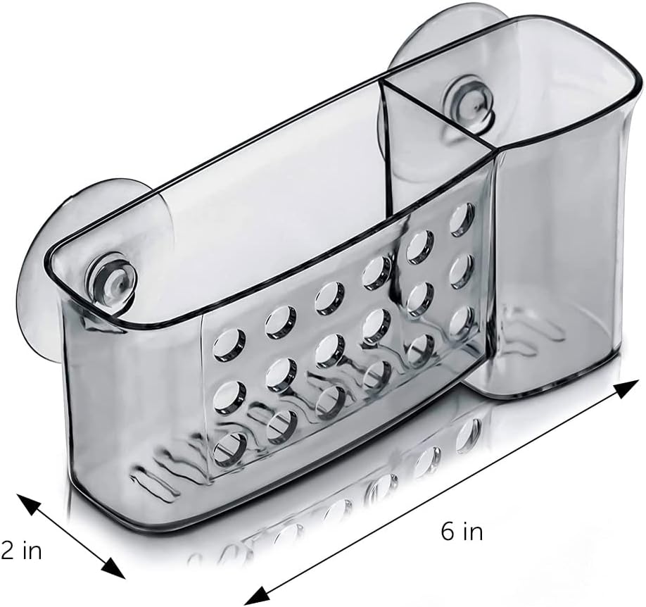 DecorRack Bath Caddy Basket with Suction Cups, 6 in, Clear (1 Pack)