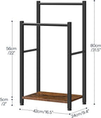 HOOBRO Free Standing Towel Rack for Bathroom, 2 Tier Blanket Rack, 16.5" L x 9.4" W x 31.5" H, Blanket Holder, Drying and Display Rack with Shelf, Rustic Brown and Black BF02LB01