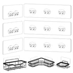9-Pack Shower Caddy Adhesive Replacement, Transparent Adhesive Hooks Stickers, Strong Hook Strip for Shower Caddy Basket Shelf, Soap Holder, Bathroom Storage Corner Shelves, Kitchen Racks