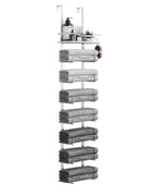 Aetyord Hanging Towel Racks for Bathroom No Drill - 6-Tier Over The Door Bath Towel Storage Organizer for Small Bathrooms - Tiered Back of Door Towel Holder Hanger for Rolled Towels RV Camper Black
