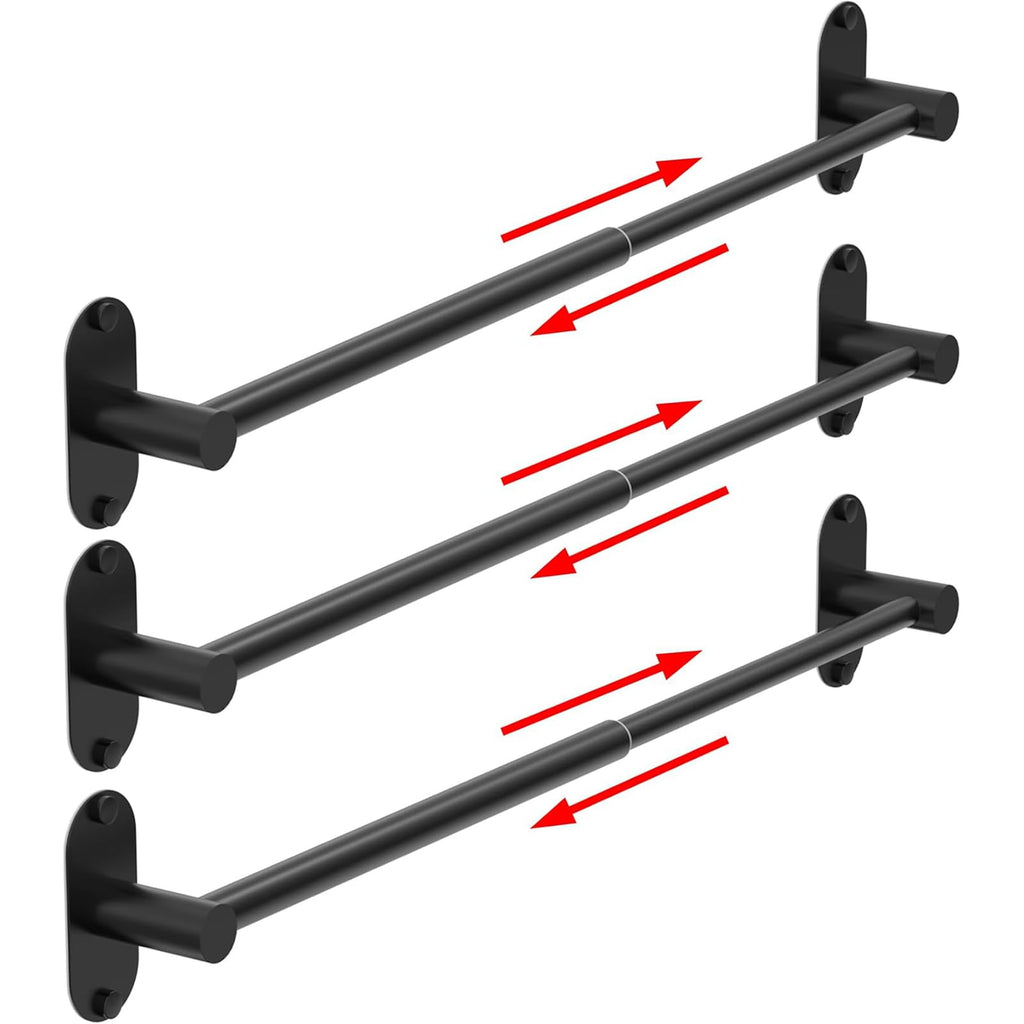 Towel Bar, Adhesive or Drill Wall Mount, Matte Black, 1 Pack