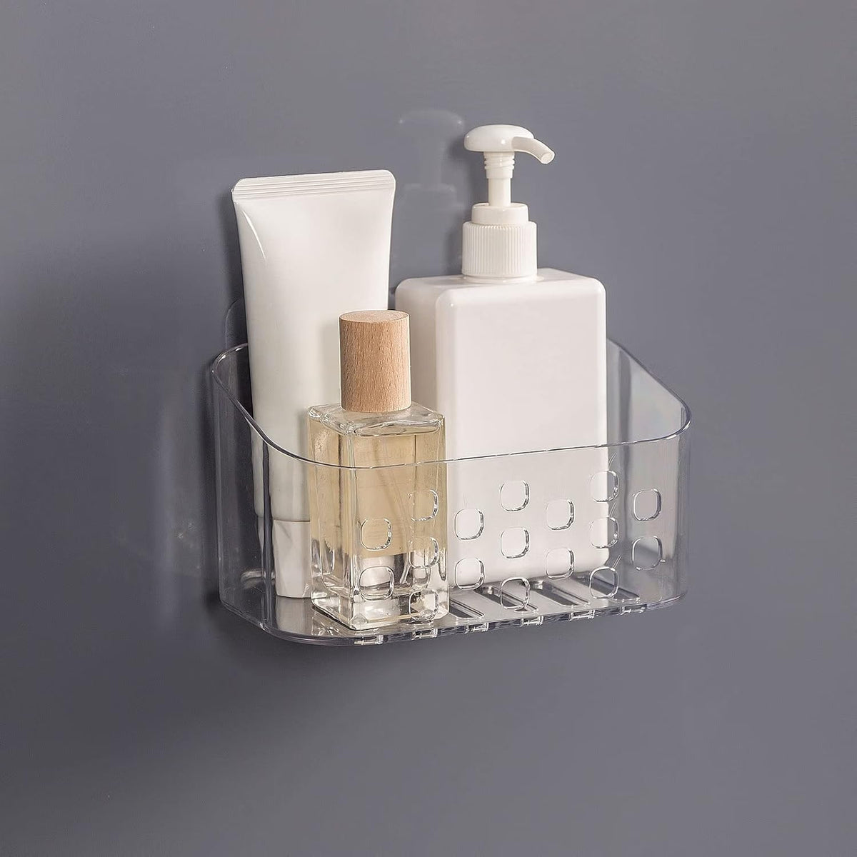 Ettori 2 Pack Corner Shower Caddy with 4 Suction Cups, Pearl Gray