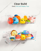 Bath Toy Storage Organizer 2 Pack, Bath Toy Holder with Drain Holes