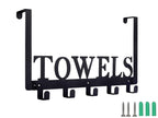 Azmoncy Over The Door Hooks, Towel Rack Towel Hooks for Bathroom, Towel Holder for Hanging Heavy Duty, Door Rack Over Door Hanger with 5 Coat Hooks for Bedroom Bathroom Kitchen, Black