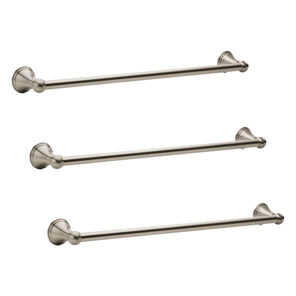 Moen Preston Brushed Nickel 24-Inch Single Wall Mounted Bathroom Towel Bar, DN8424BN