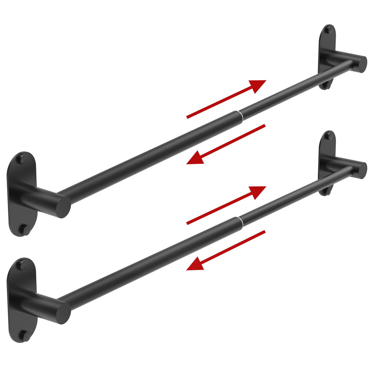 Towel Bar, Adhesive or Drill Wall Mount, Matte Black, 1 Pack