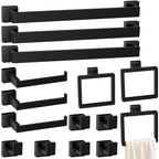 5-Pieces Matte Black Bathroom Accessories Set, 16 Inch Bath Towel Bar Set