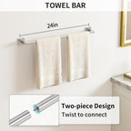 KLJKPA Brushed Nickel Bathroom Hardware Set, 24 inch Bathroom Towel Holder
