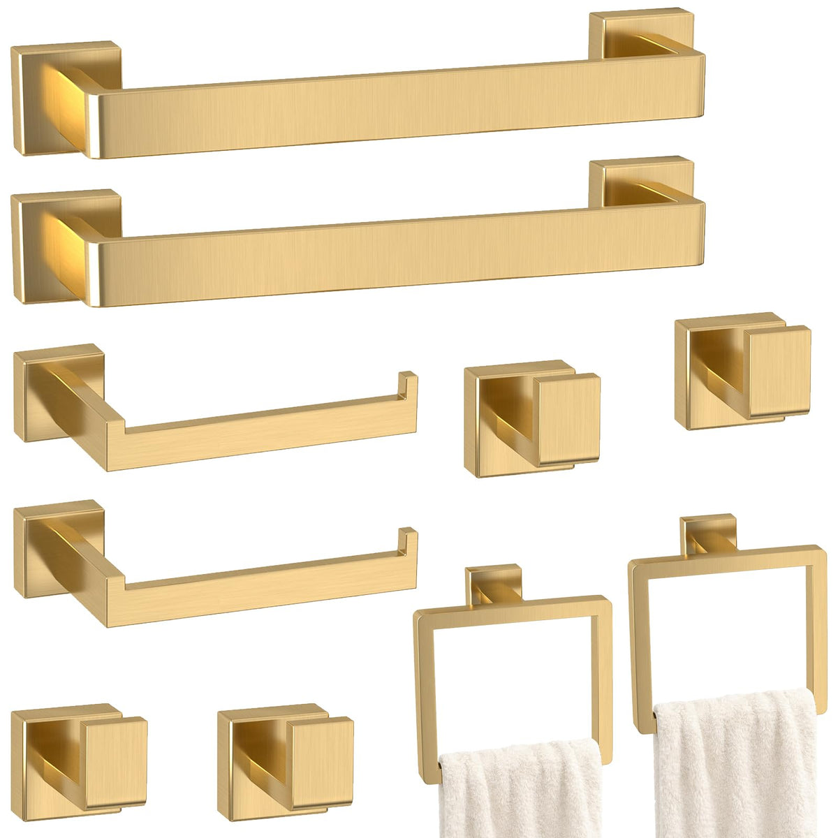 5-Pieces Matte Black Bathroom Accessories Set, 16 Inch Bath Towel Bar Set